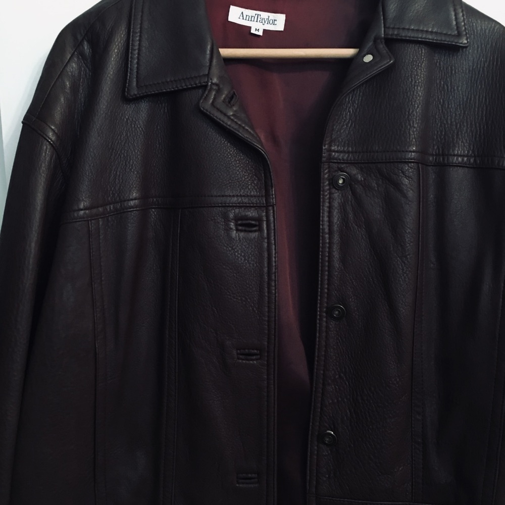 Ann Taylor brown leather jacket